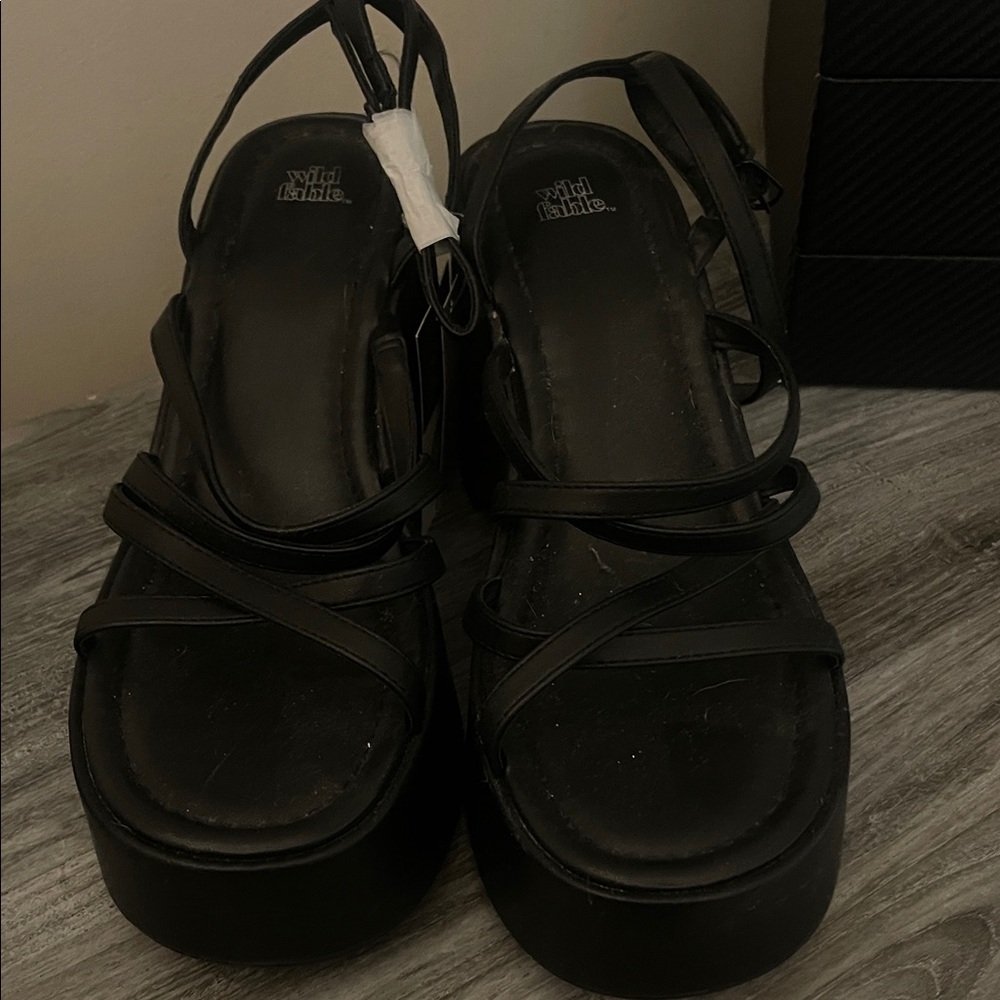 Wild Pair Black Platform Sandals